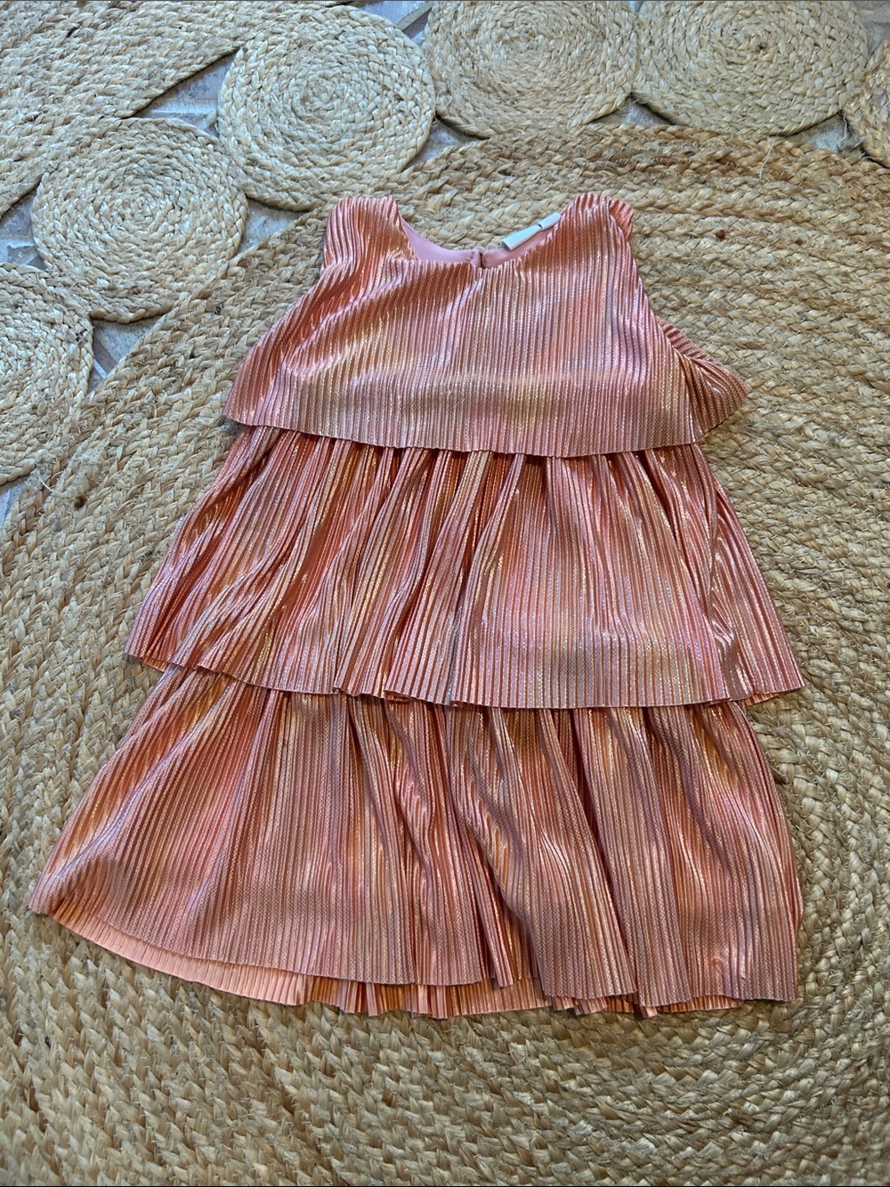 deux par deux Metallic Rose Tiered Pleated Skirt